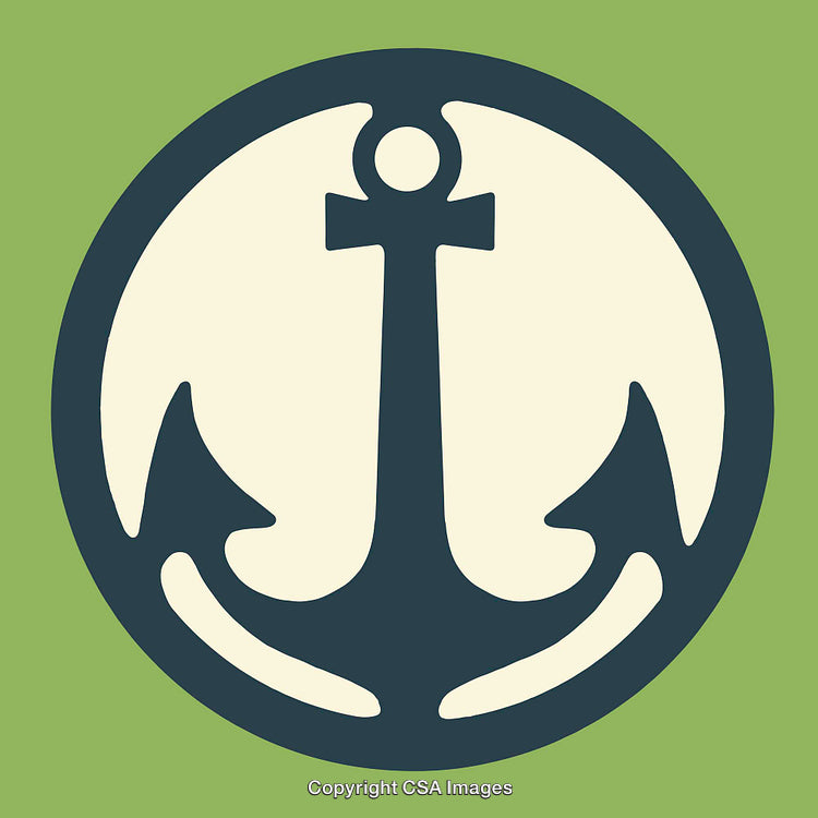 Minimalistic Anchor Design in Circle on Green and Cream Background