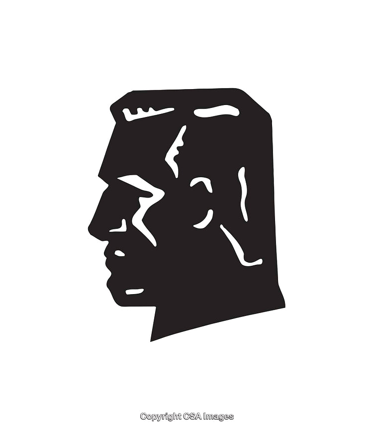 Black and White Line Art of a Human Profile Silhouette