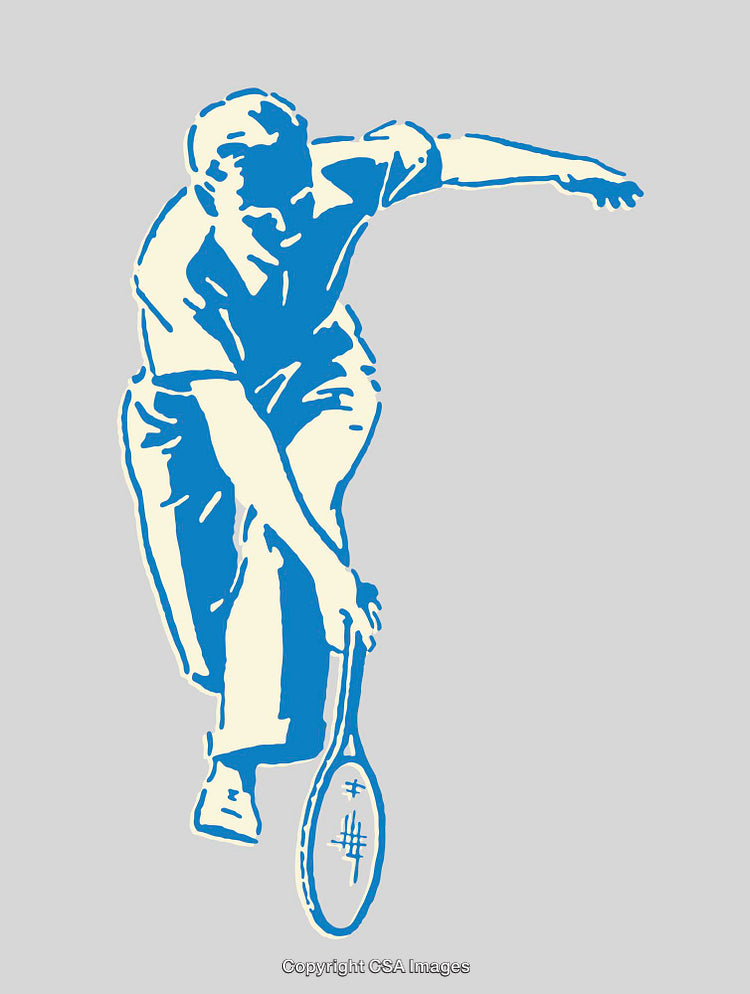 Stylized Line Art Illustration of a Tennis Player in Action