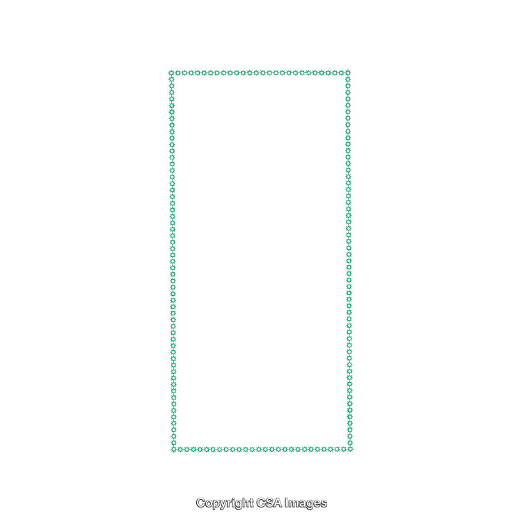 Rectangle Frame Formed by Decorative Green Circular Patterns on White Background