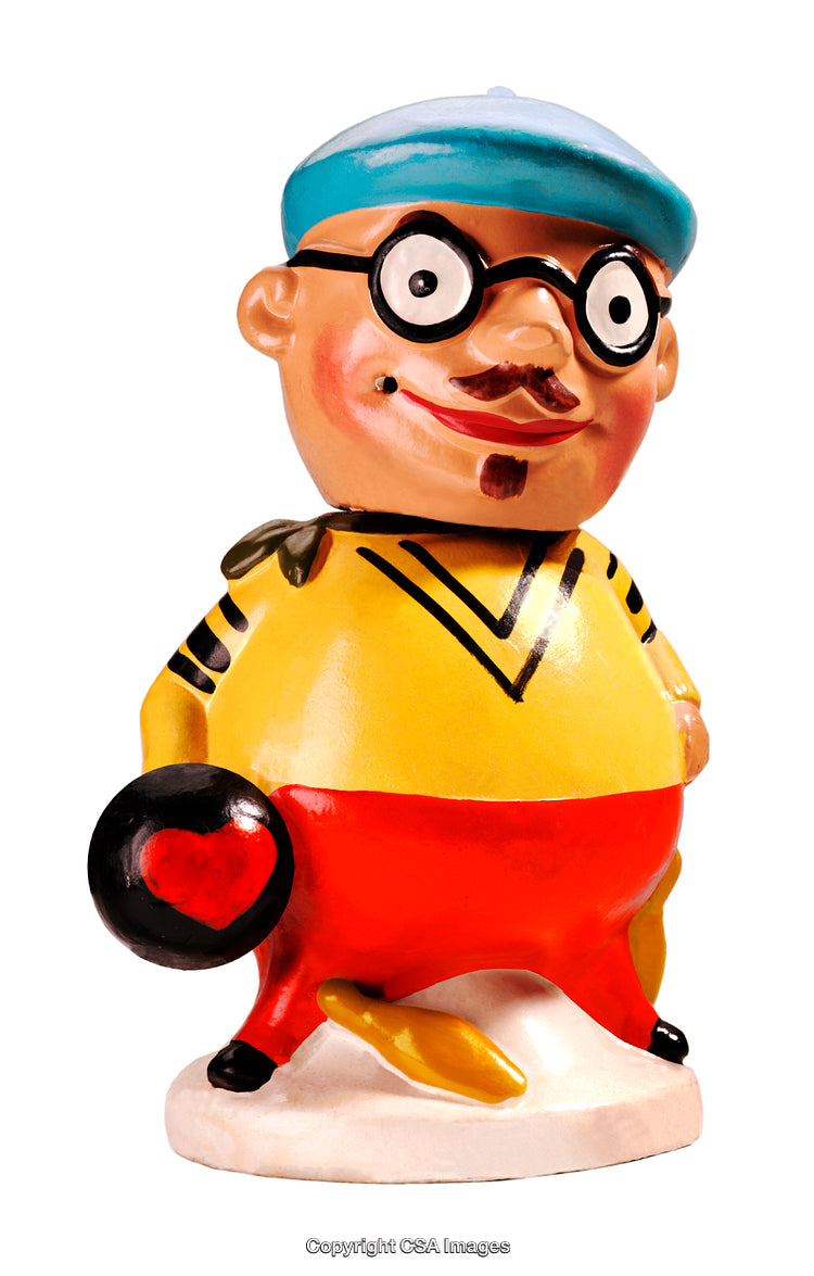 Colorful Figurine of a Character With Glasses and Hat Holding Decorative Object