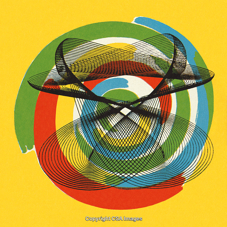 Abstract Colorful Geometric Spiral Design with Vibrant Yellow Background
