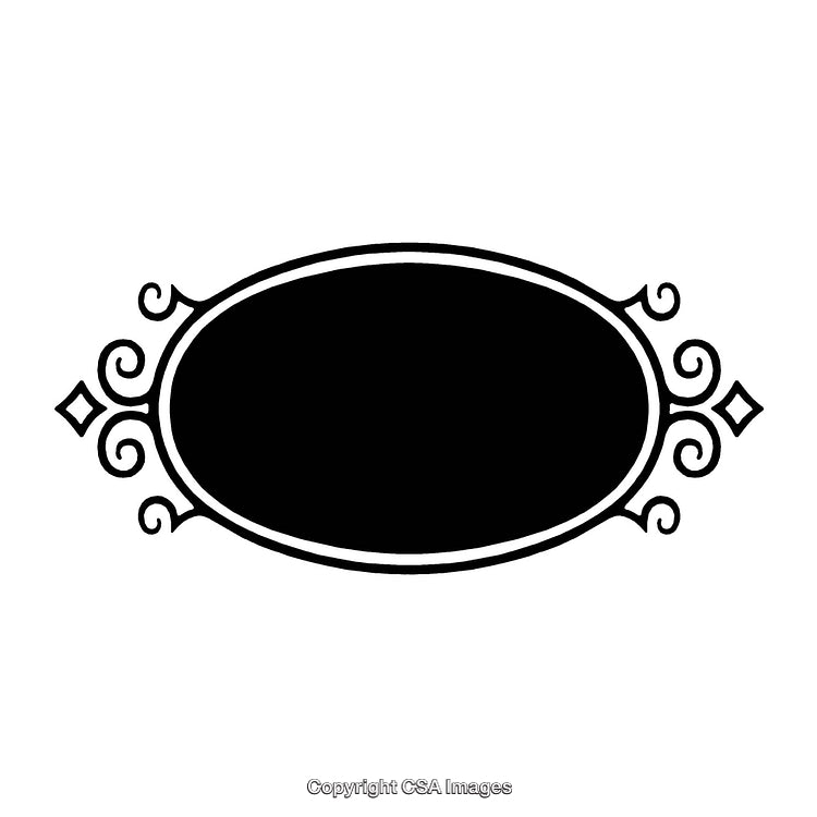 Elegant Black and White Decorative Oval Border with Filigree Details