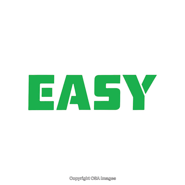 Green 'Easy' Text in Bold Typeface on White Background