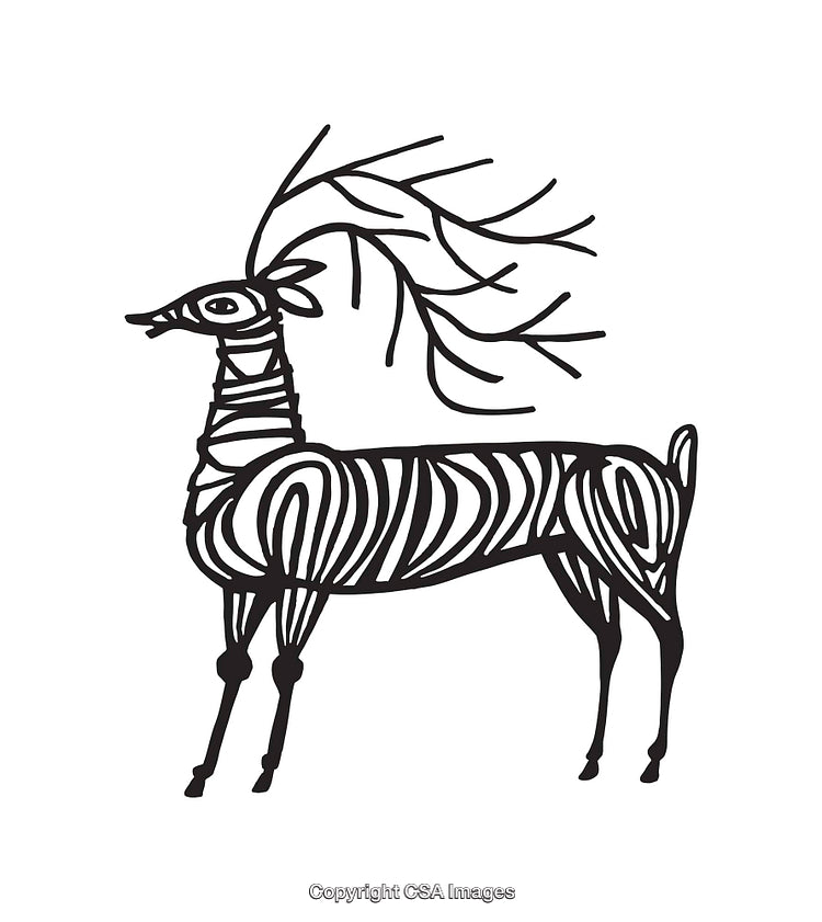 Abstract Black and White Tribal Deer Illustration With Unique Line Art Design