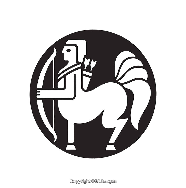 Elegant Black and White Line Art of a Centaur Archer Symbol
