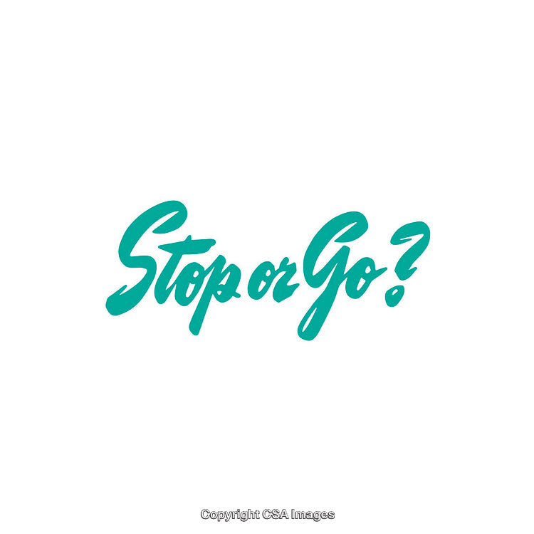 Stop or Go Text in Vibrant Teal Across a White Background