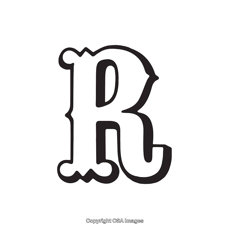 Vintage Typography Design of the Letter R in Bold Decorative Style