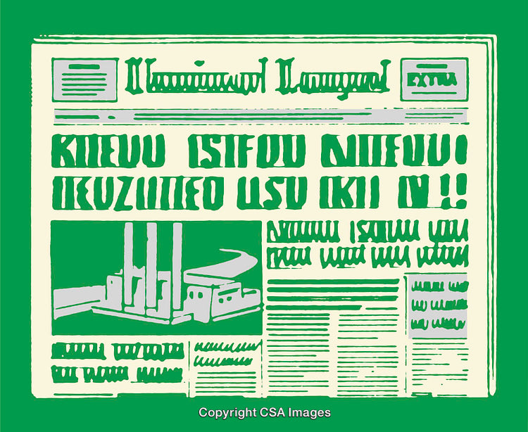 Vintage Newspaper Illustration in Classic Green and Beige Color Scheme