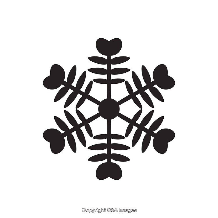 Black and White Snowflake Symbol with Heart-Shaped Details