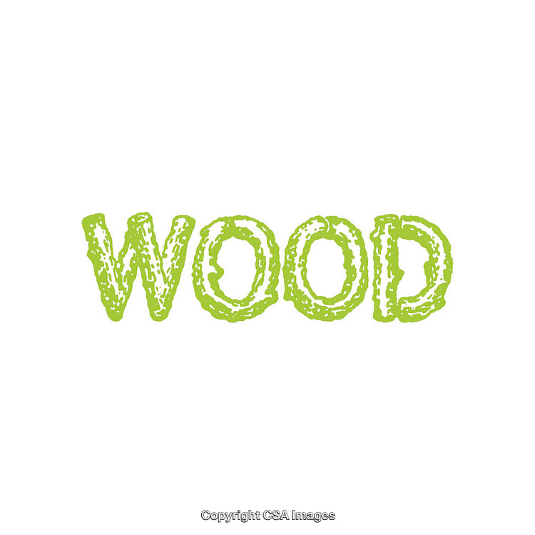 Green Grunge Text Depicting the Word 'Wood' in Artistic Style