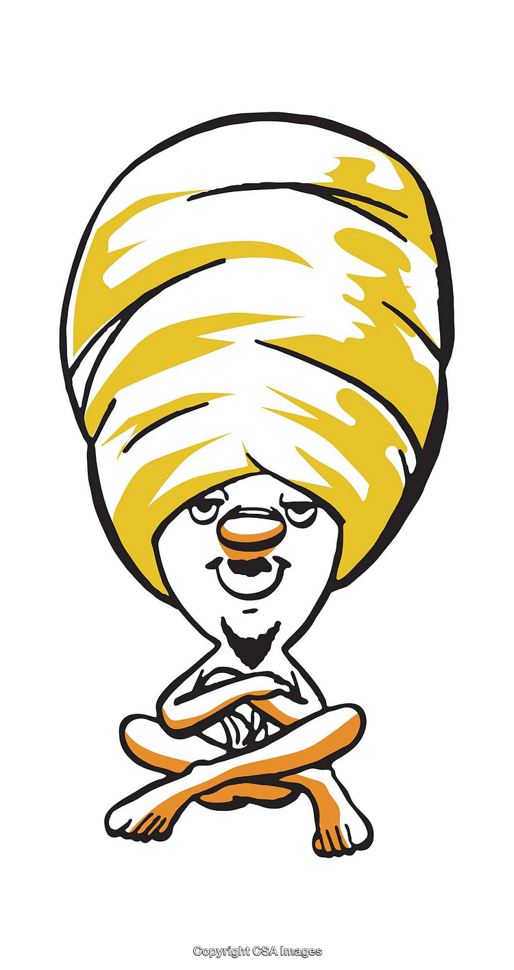 Cartoon Figure Meditating in a Colorful and Playful Design