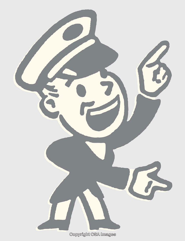 Retro Styled Character with Enthusiastic Pose and Sailor Hat
