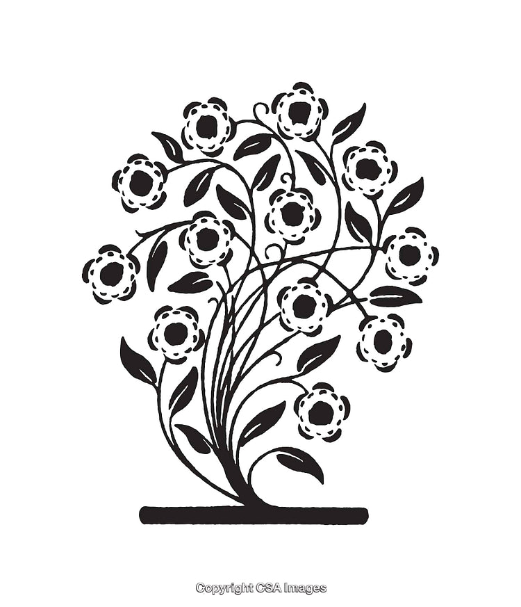 Black and White Floral Illustration of a Decorative Artistic Design