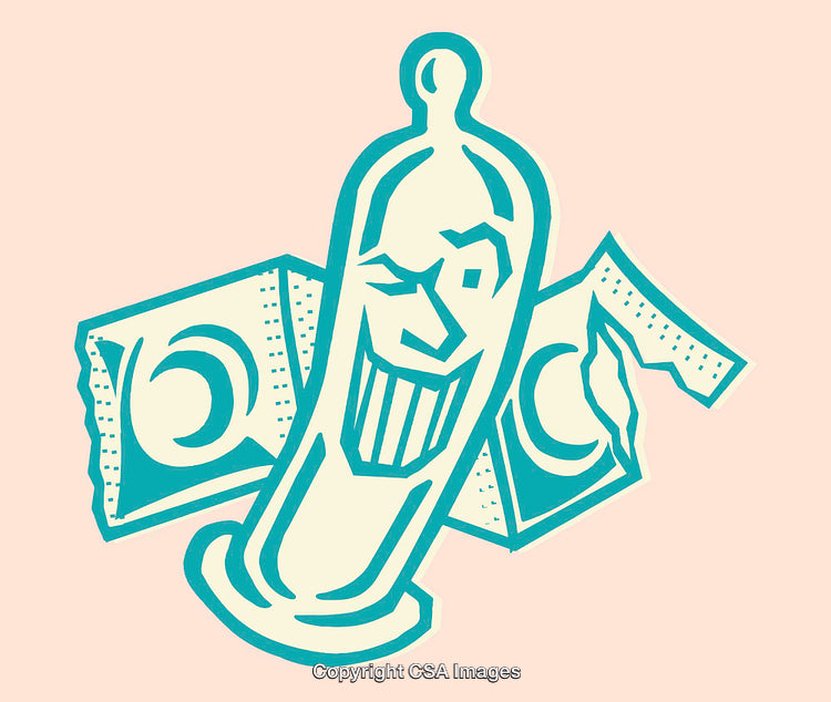 Playful Cartoon Illustration Featuring Condoms with Creative Expressions