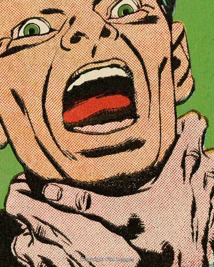Retro Comic-Style Illustration of Shocking Expression with Bold Colors
