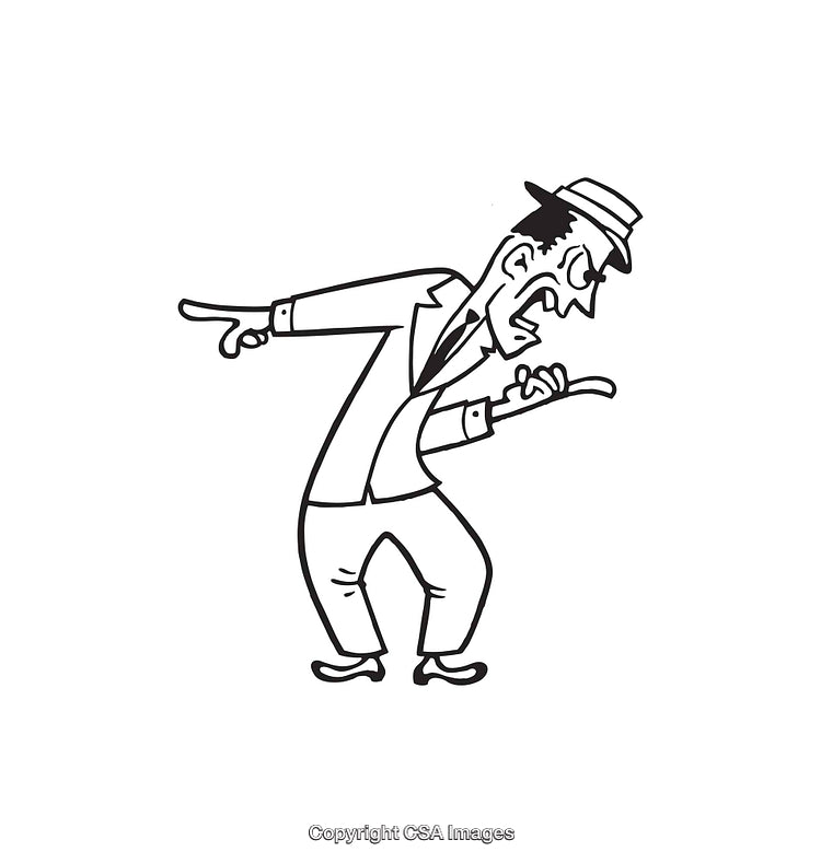 Black And White Line Art Illustration of Animated Businessman in A Heated Argument