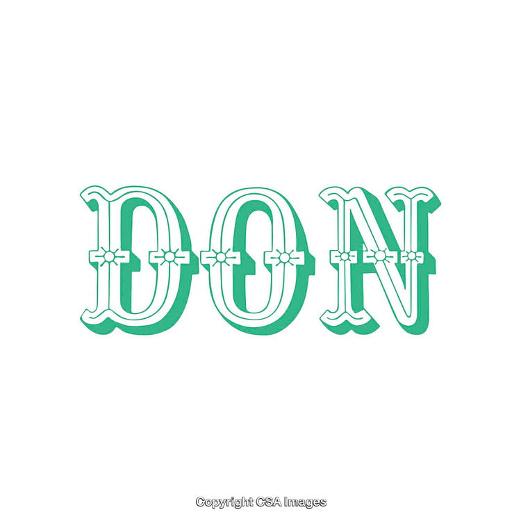 Stylized Typographic Art Featuring Bold Green Don Text on White Background
