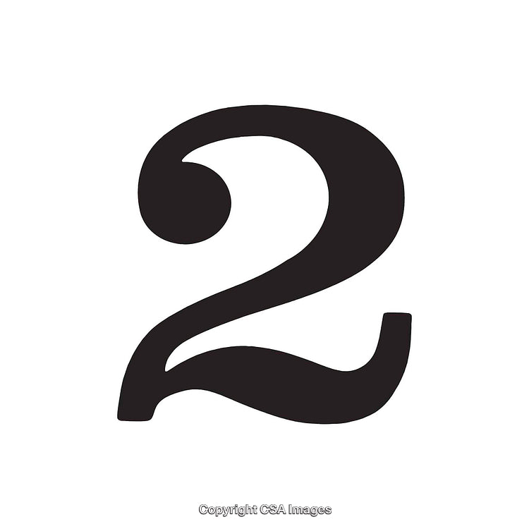 Elegant Representation of the Number Two in a Bold Black Style