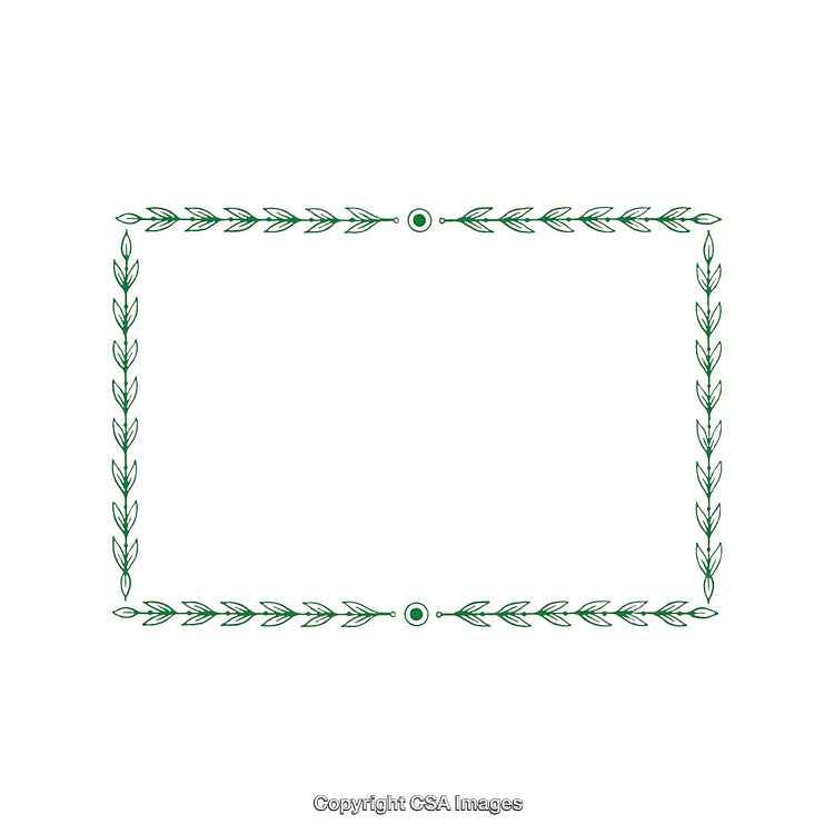 Green Leaf Border Ornament for Card Design and Decoration on White Background