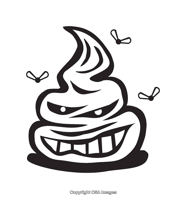 Playful Black and White Cartoon Illustration of a Cheeky Emoji