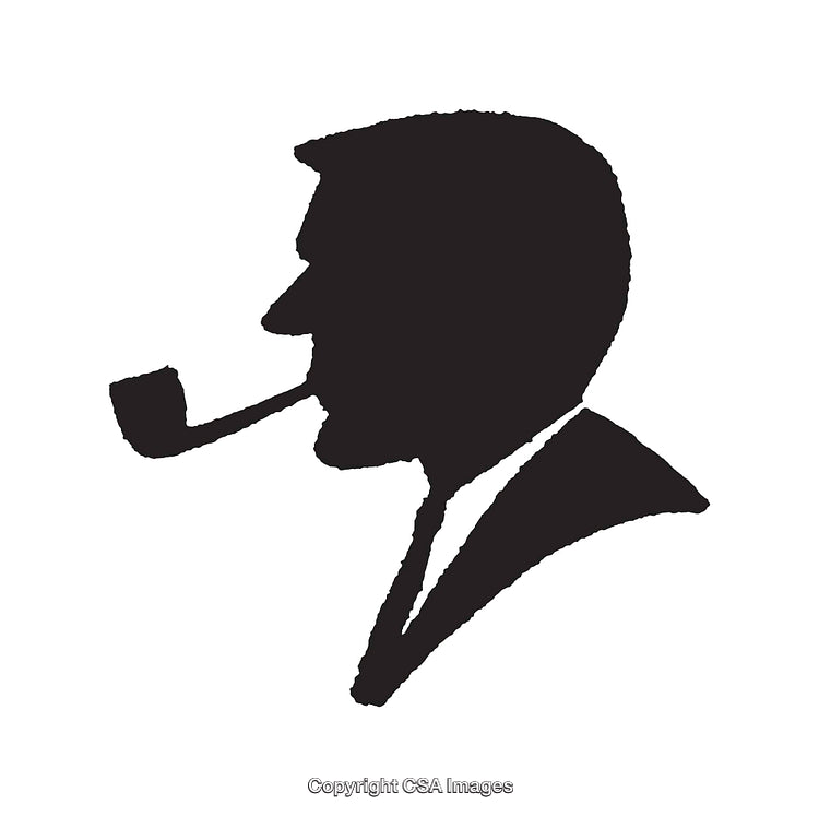 Silhouette Illustration of Man Smoking Pipe in Side Profile