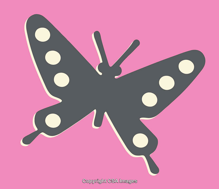 Colorful Butterfly Illustration with Polka Dots on a Vibrant Background