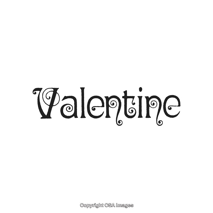 Decorative Valentine Word Art with Elegant Swirling Font Design