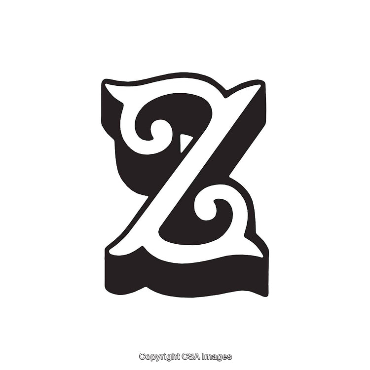 Ornate Letter Z in Bold Black and White Design