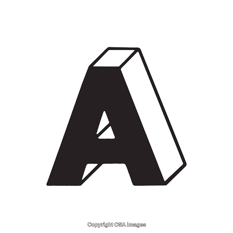 Stylized Black 3D Letter A on a White Background