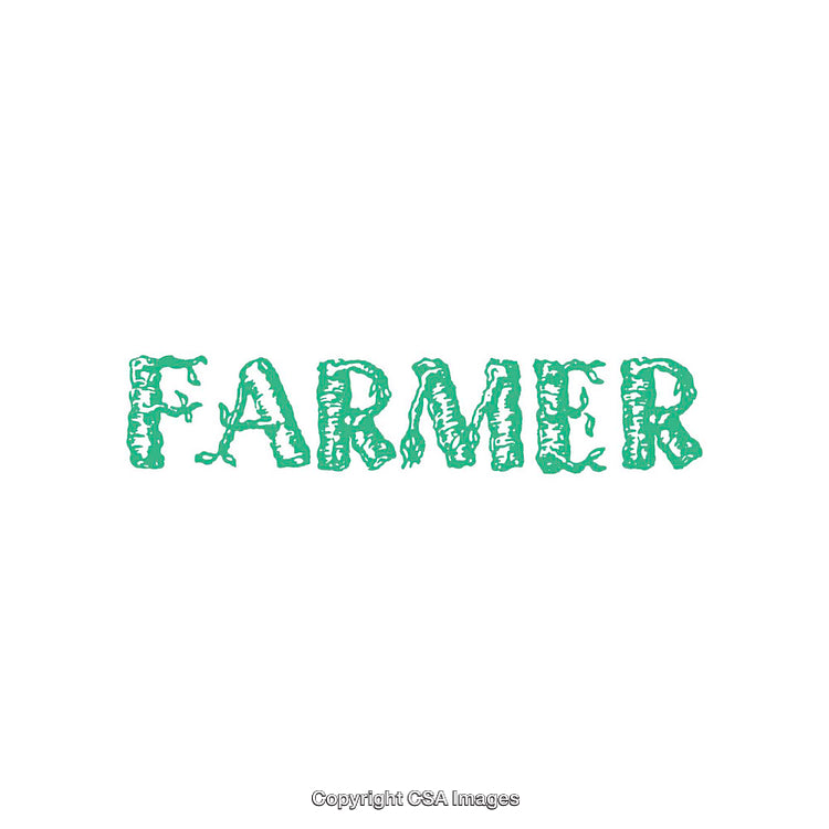 Stylized Text of the Word Farmer in Green on White Background