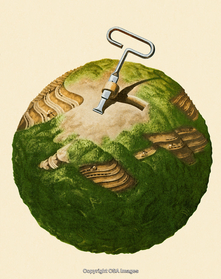 Symbolic Globe Depicting Agriculture and Environmental Conservation with Creative Surreal Illustration