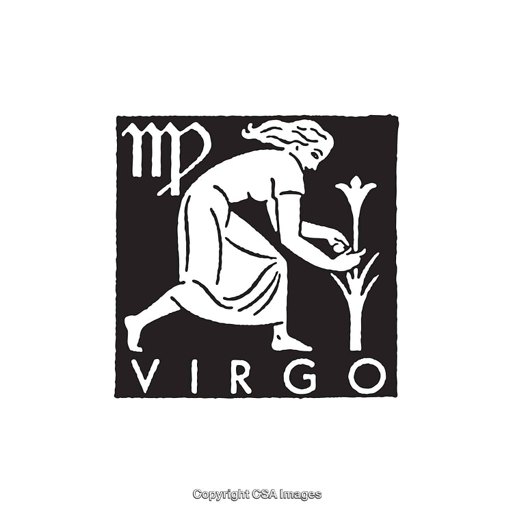Black and White Zodiac Virgo Symbol Line Art Illustration