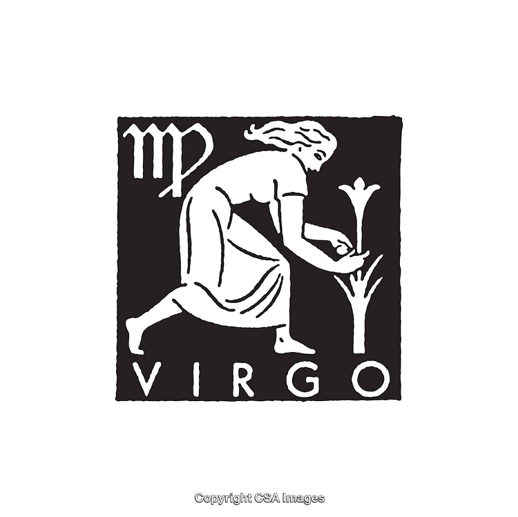 Black and White Zodiac Virgo Symbol Line Art Illustration
