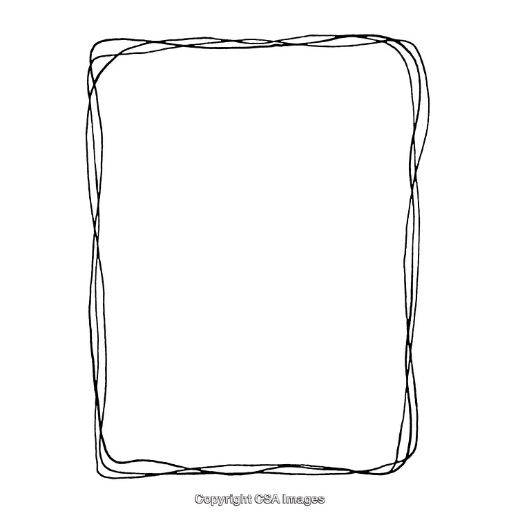 Black and White Border with Abstract Hand-Drawn Curved Lines