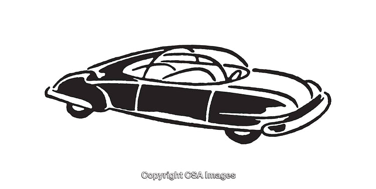Vintage Car Line Art Illustration in Black and White Style