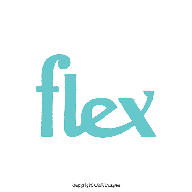 Modern Typography With the Word Flex in Light Blue on White