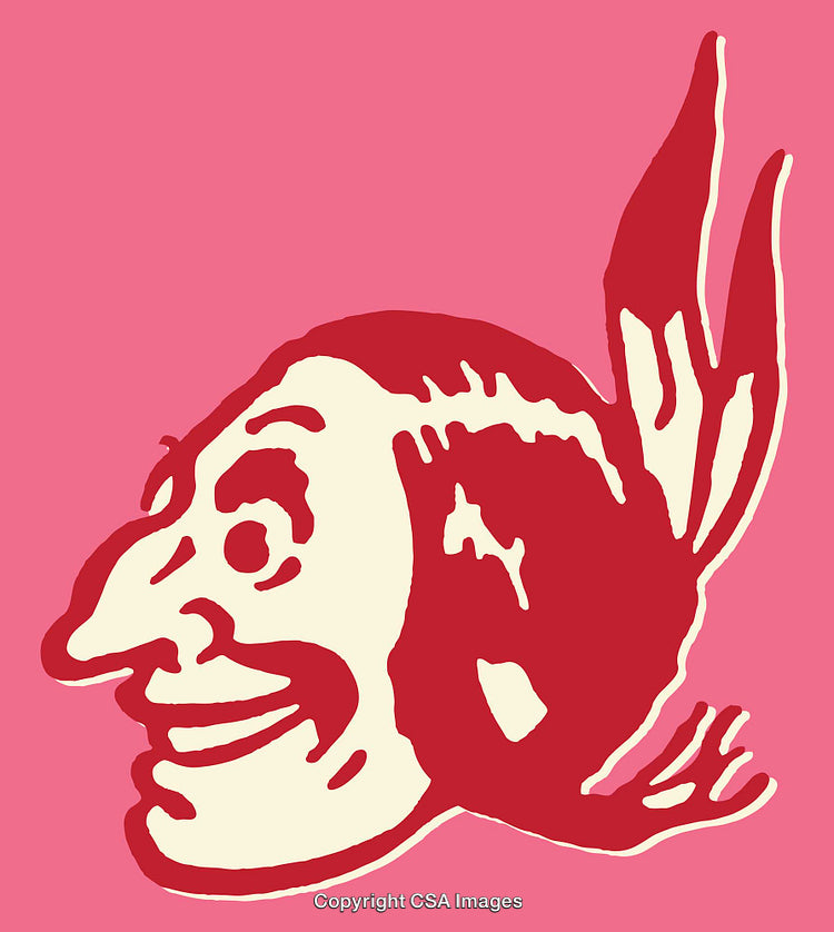 Abstract Line Art Illustration of a Smiling Profile on a Pink Background