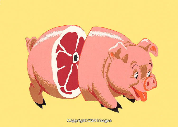 Creative Illustration of a Pig With Internal Slice Resembling Grapefruit