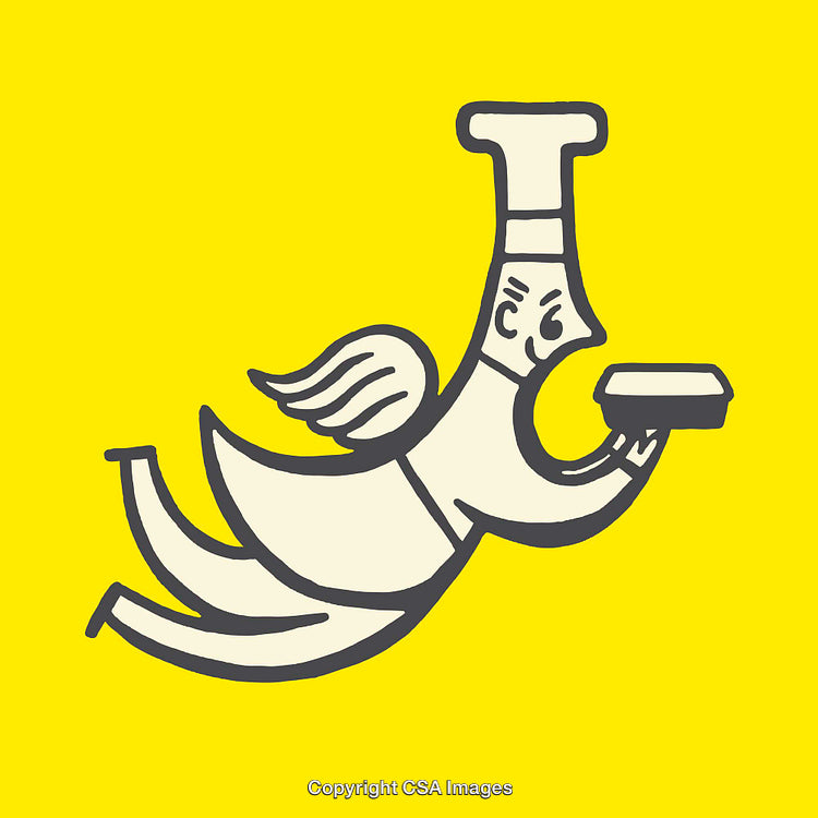 Whimsical Line Art Illustration of a Flying Chef with Food