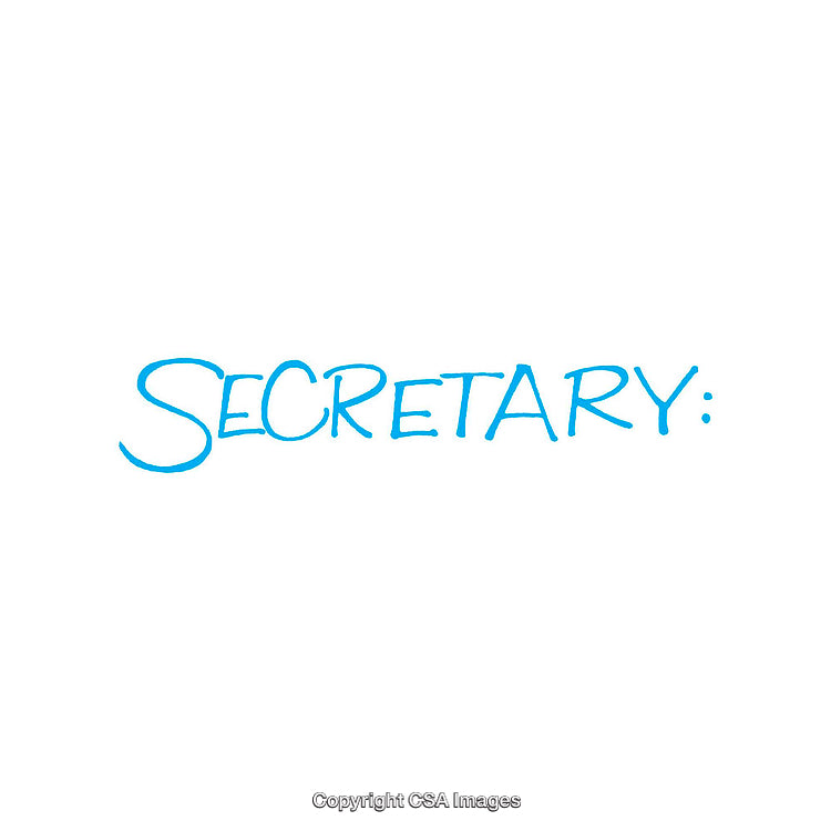Secretary Text in Blue Handwritten Style on a White Background