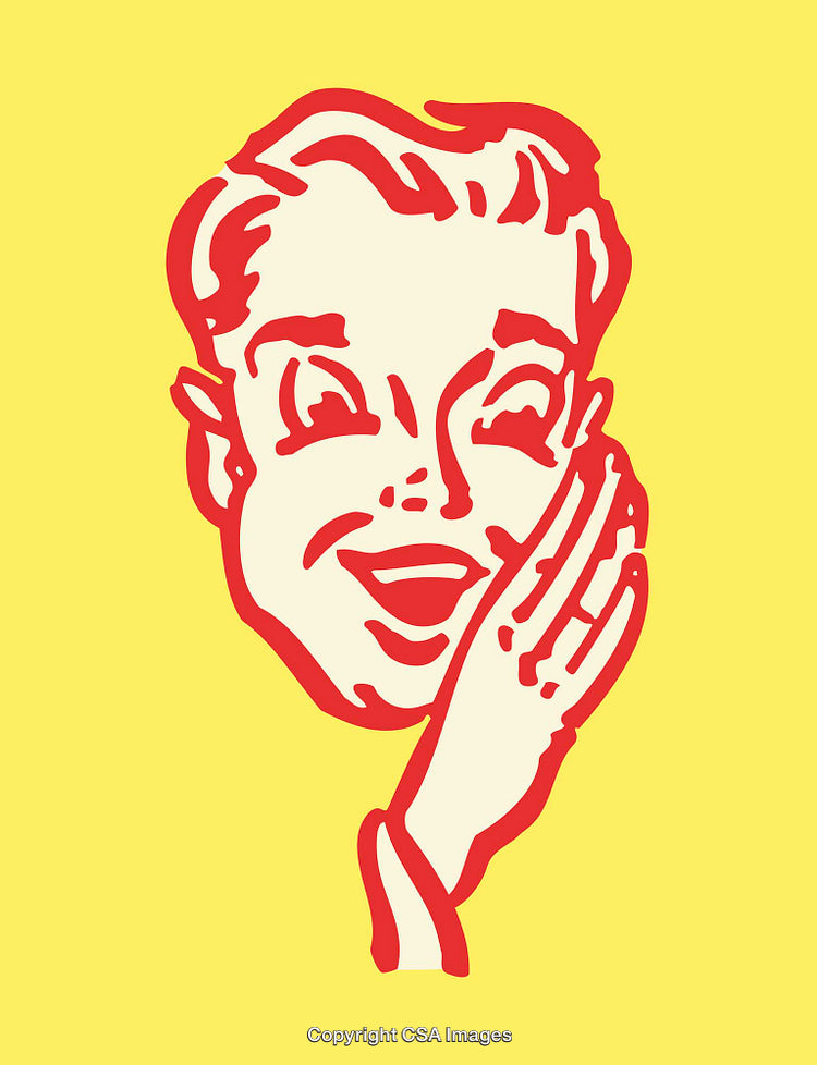 Retro Comic-Style Art of Smiling Face in Bold Colors