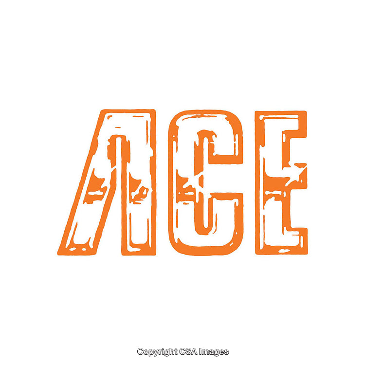 Distressed Orange Text Graphic Featuring the Word 'Ace' in Bold Letters