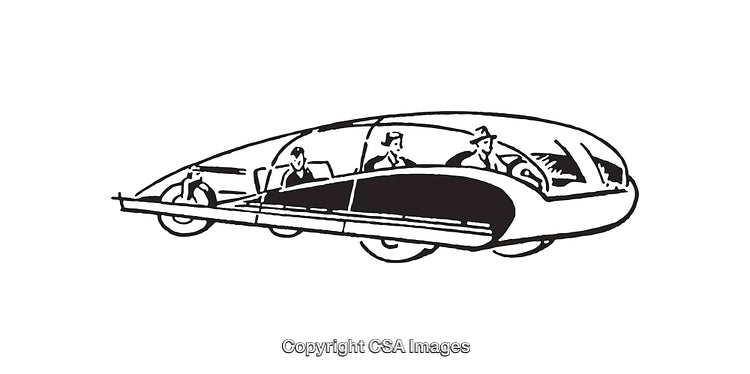 Futuristic Car Concept Illustration with Retro Design and Transparent Exterior