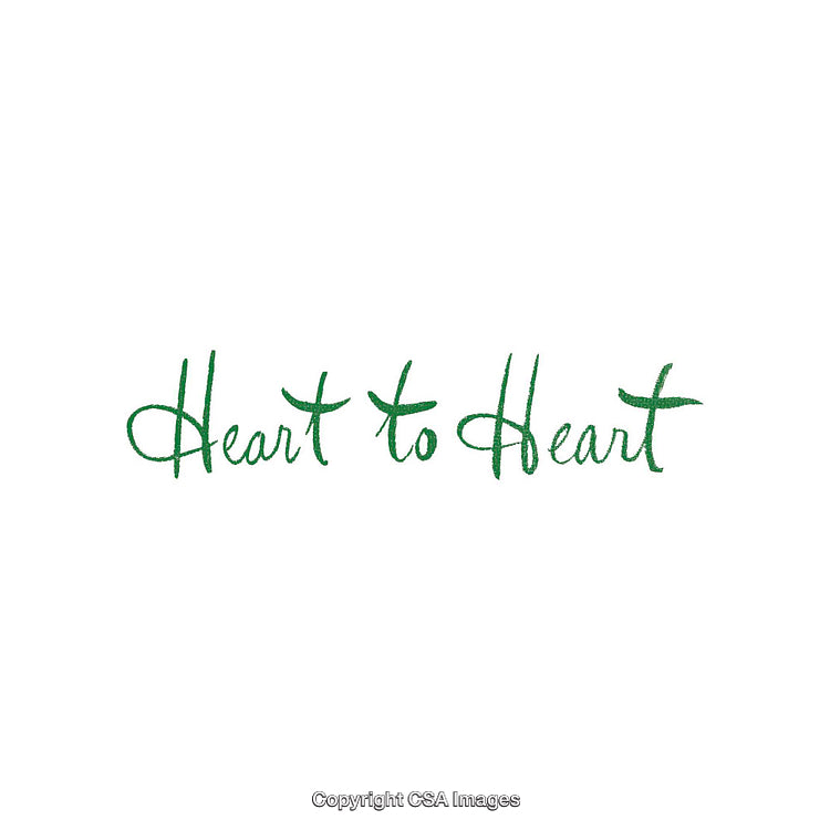 Heart to Heart Inspirational Text in Script Typography on a White Background