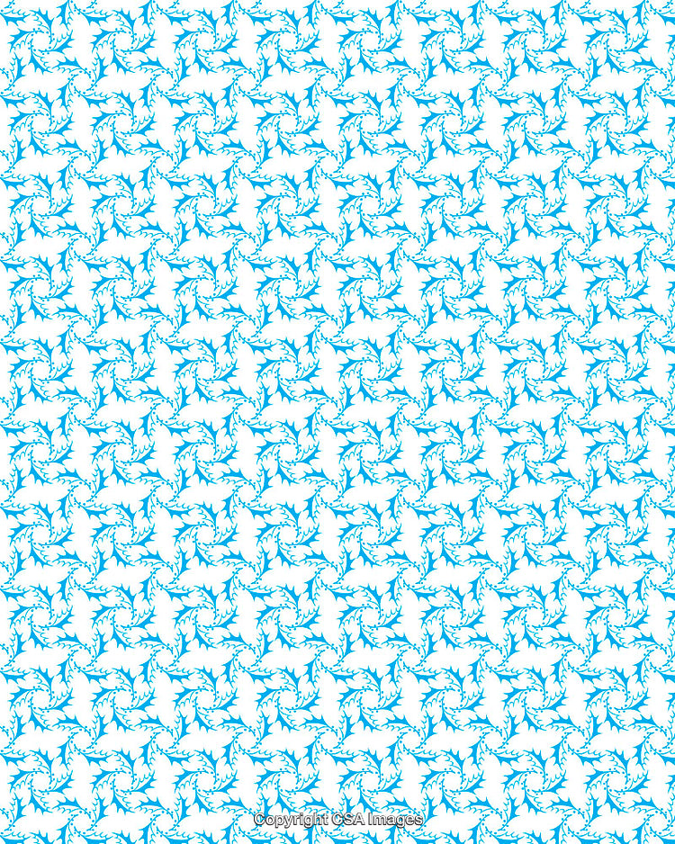 Blue Abstract Floral Pattern Design with Intricate Leafy Element Repetition