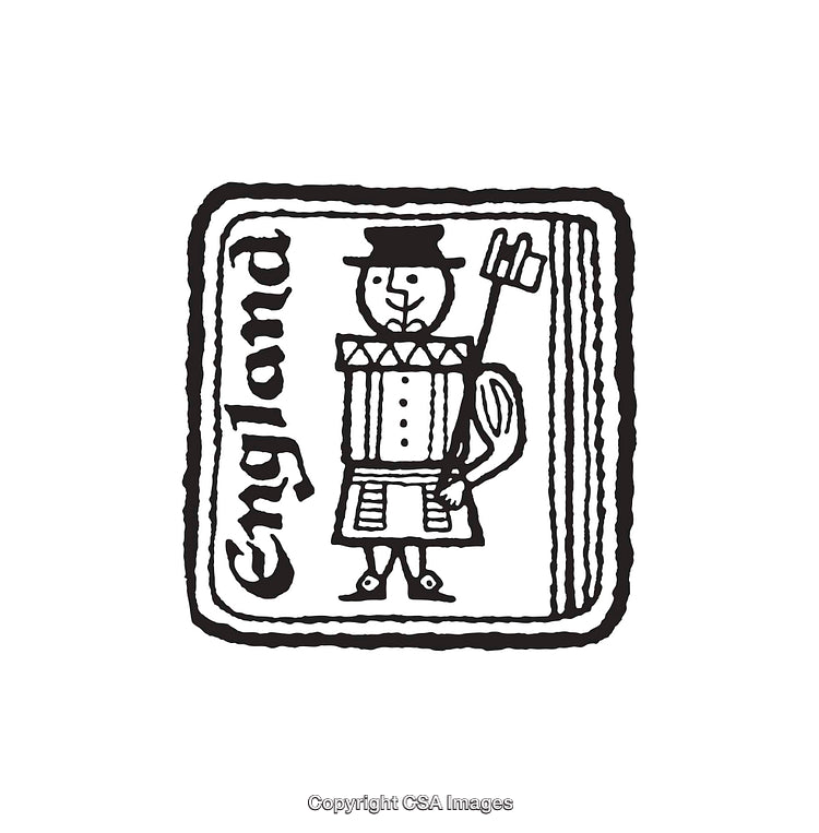 Black and White Line Art Illustration of a Classic English Beefeater