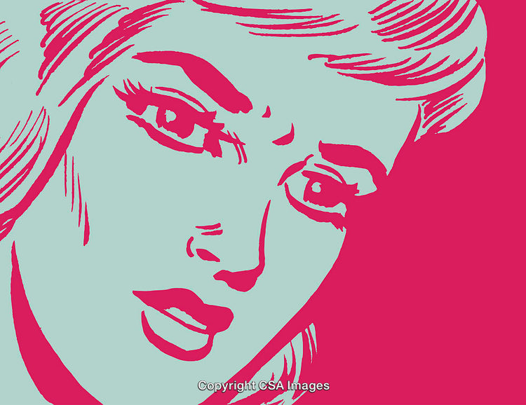 Colorful Comic Style Illustration of a Woman's Face