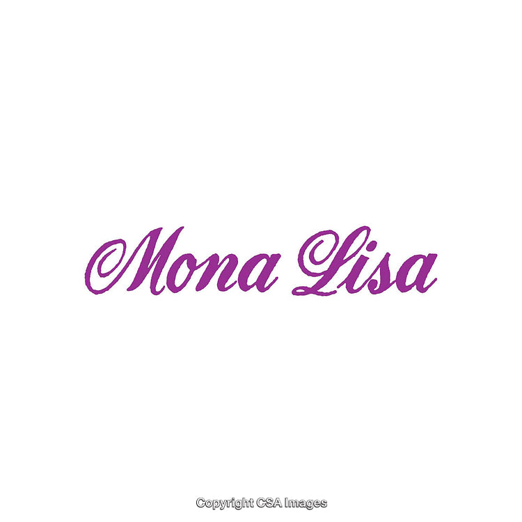 Elegant Purple Script Text Design Featuring 'Mona Lisa' on White Background