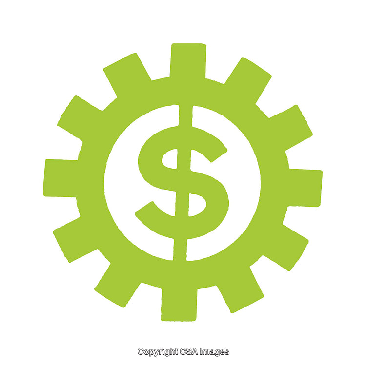 Green Gear Icon Featuring a Dollar Symbol in the Center